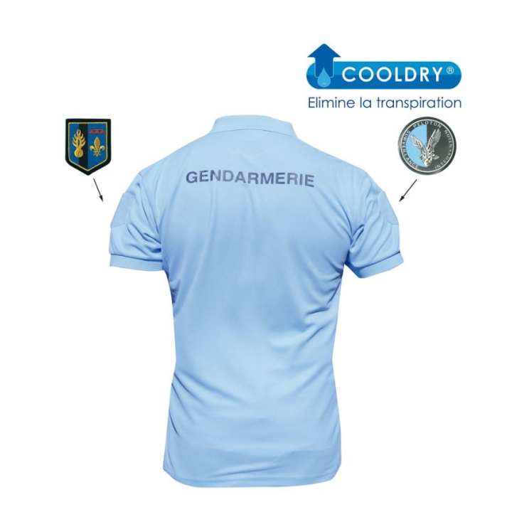 Polo Gendarmerie bleu respirant COOLDRY avec velcro - ATEQ