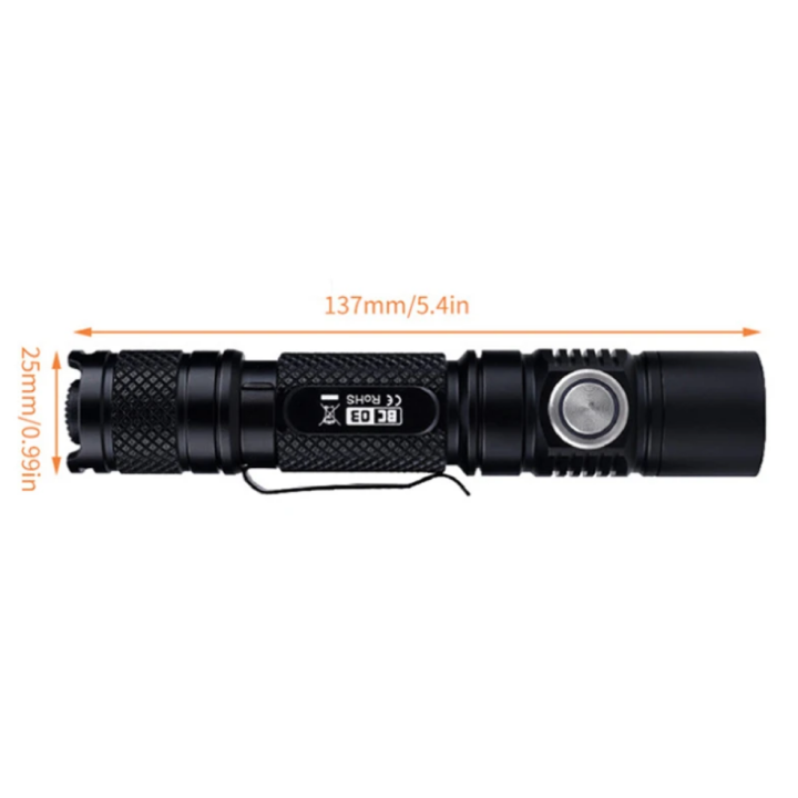 Lampe tactique de police 1200 lumens rechargeable :  Puissante