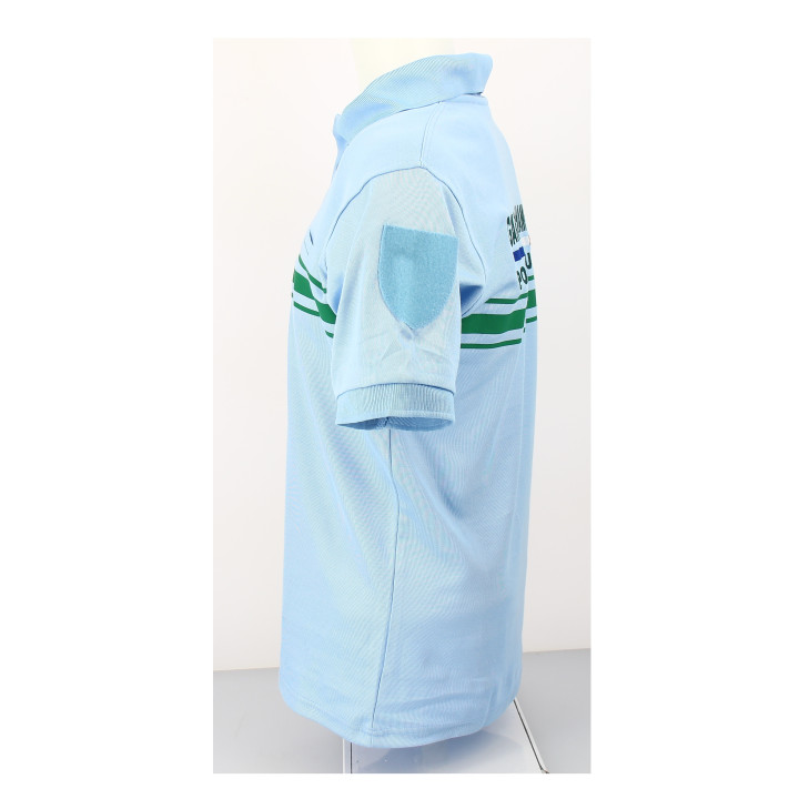 Polo Bleu Ciel Homme Manches Courtes Broderie Police Rurale