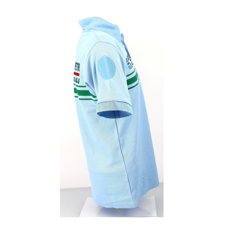Polo Bleu Ciel Homme Manches Courtes Broderie Police Rurale