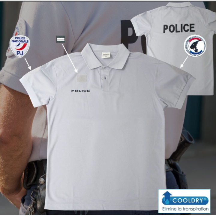 Polo POLICE cooldry anti humidité maille piquée