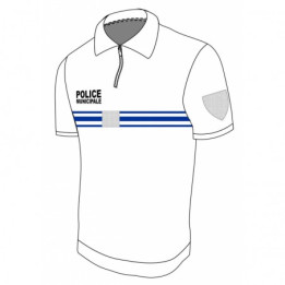 Polo blanc PM double face 50 % coton / 50 % polyester MC ZIP GK