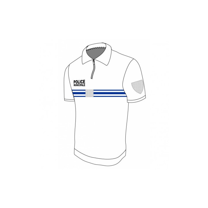 Polo blanc PM double face 50 % coton / 50 % polyester MC ZIP GK