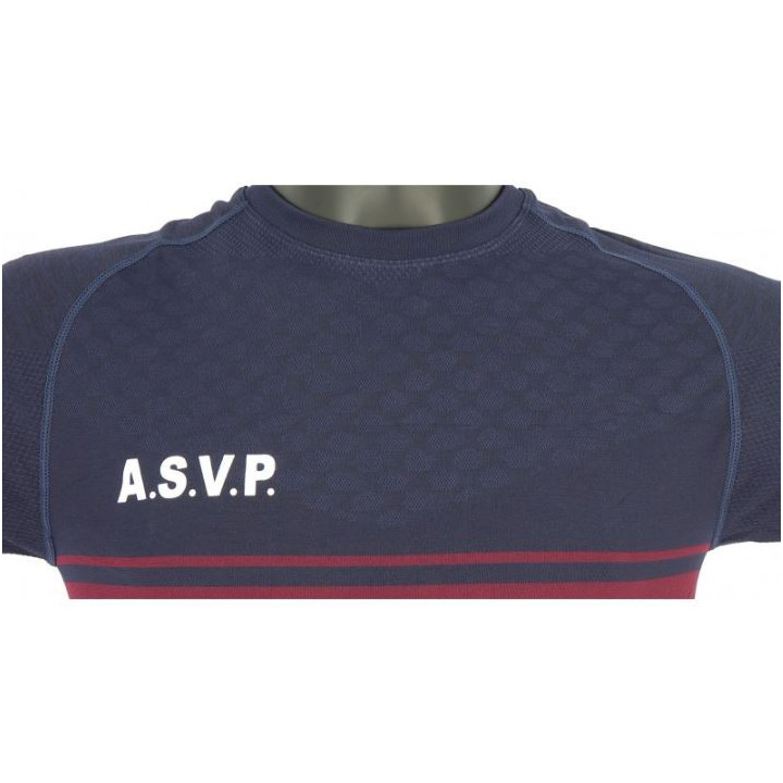 Tee-shirt ASVP AIRFLOW MC bandes bordeaux | Confort et élégance