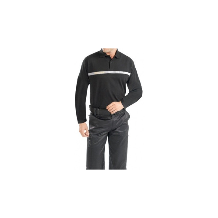 Polo sécurité manches longues bande grise - Tenue de sécurité confortable et élégante