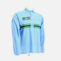 Polo double face bleu ciel manches longues personnalisé pour Police Rurale