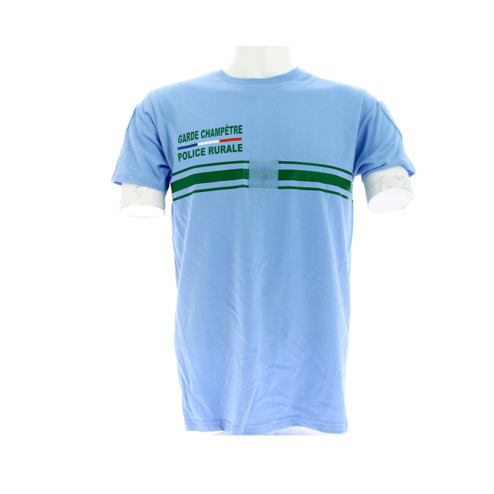 Polo Bleu Ciel Homme Manches Courtes Broderie Police Rurale