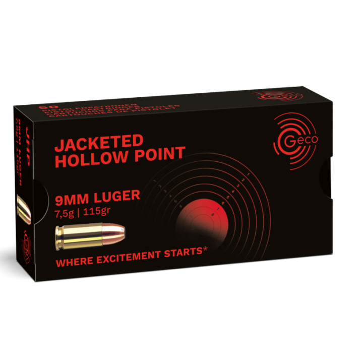 munitions 9 mm LUGER Jacketed Hollow Point 7,5g/115gr GECO