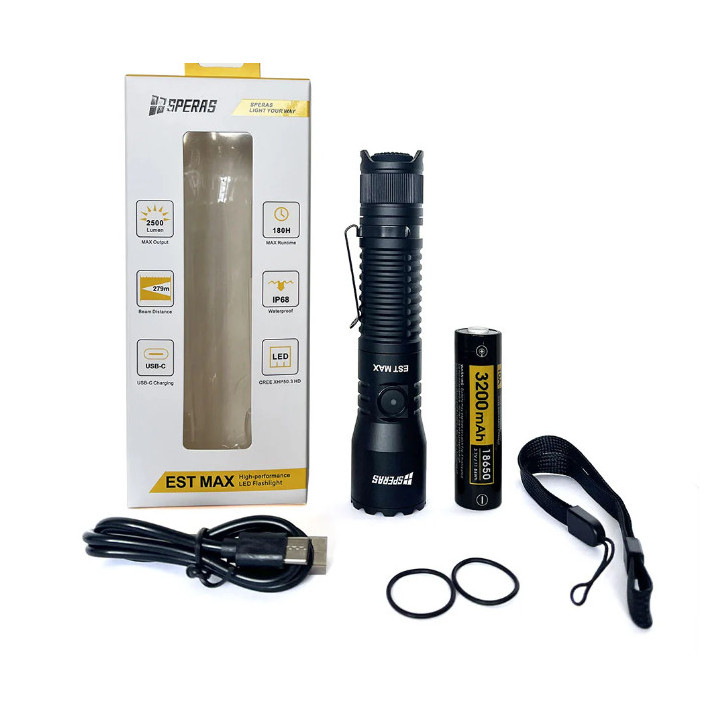 Lampe tactique de police 1200 lumens rechargeable :  Puissante