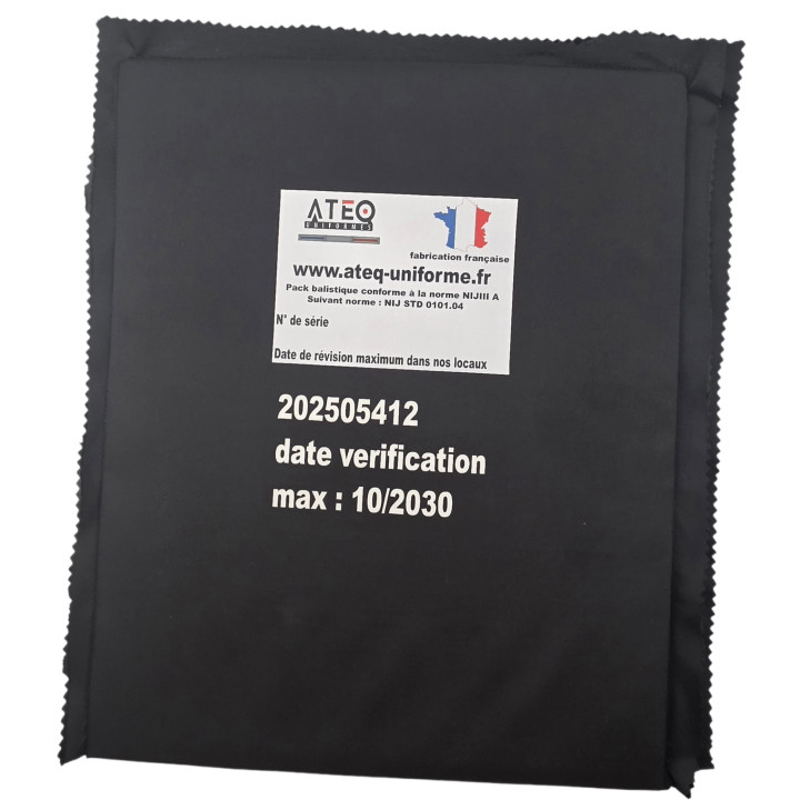 Plaque balistique IIIA  500 gr fabriquée en France - Protégez-vous