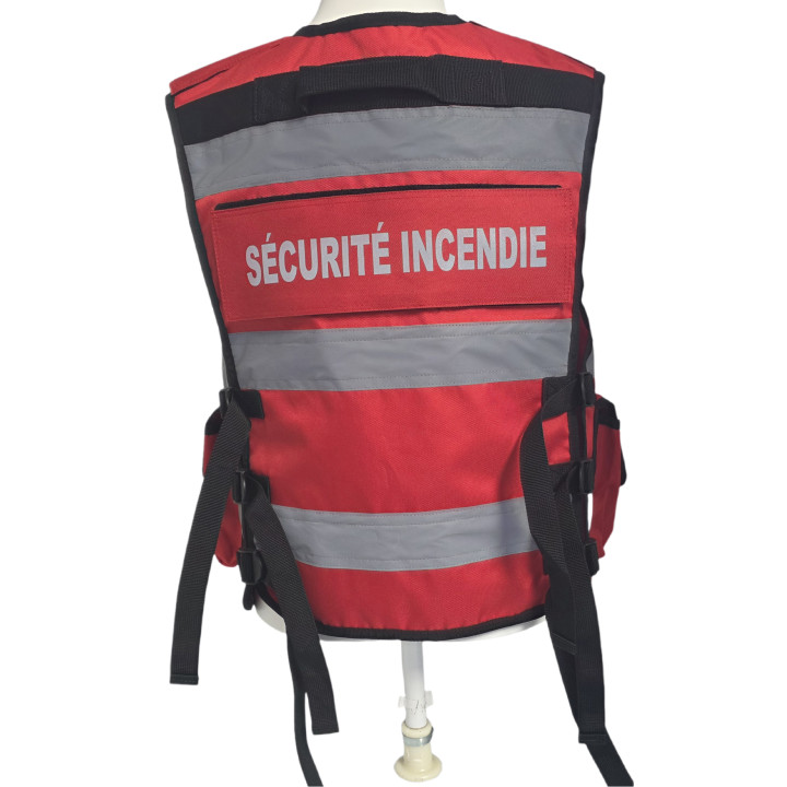 Gilet haute visibilité SECURITE INCENDIE Rouge
