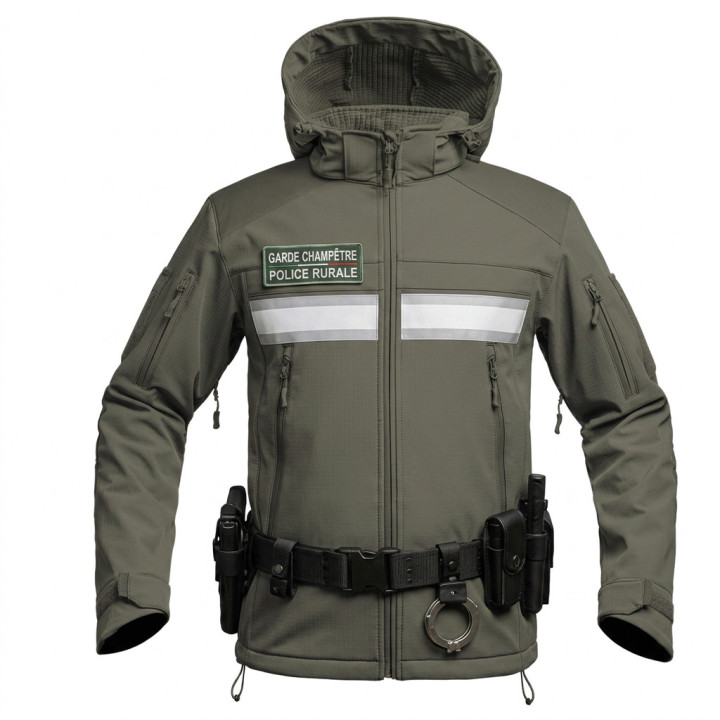 Blouson Softshell kaki confotrme au décret 2023
