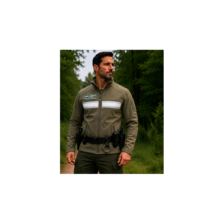Blouson Softshell kaki confotrme au décret 2023