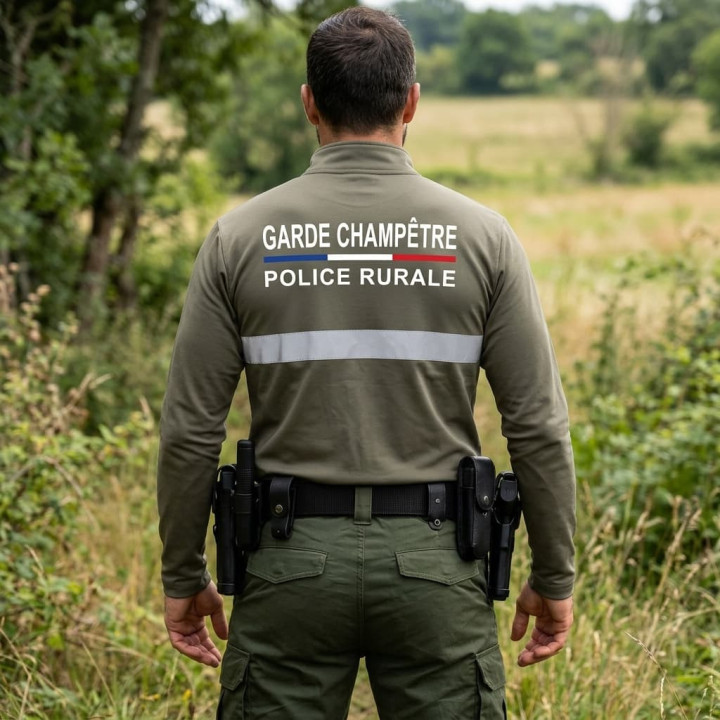 Polo allégé bleu ciel manches longues personnalisé pour Police Rurale