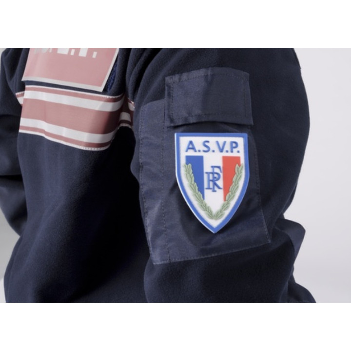 Blouson polaire marine avec bandes bordeaux ASVP| Confortable et chaud