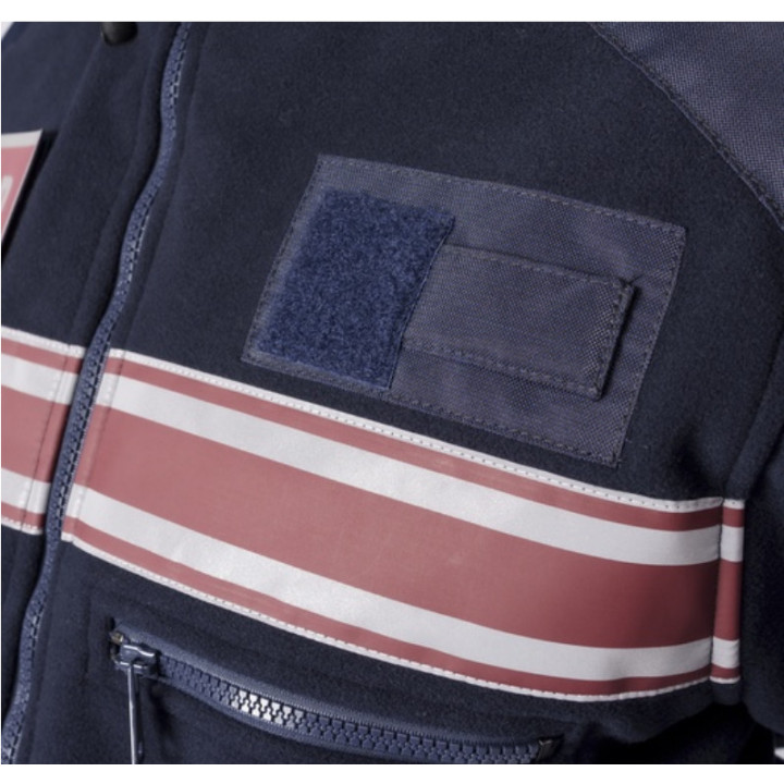 Blouson polaire marine avec bandes bordeaux ASVP| Confortable et chaud