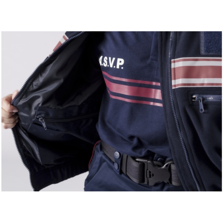 Blouson polaire marine avec bandes bordeaux ASVP| Confortable et chaud