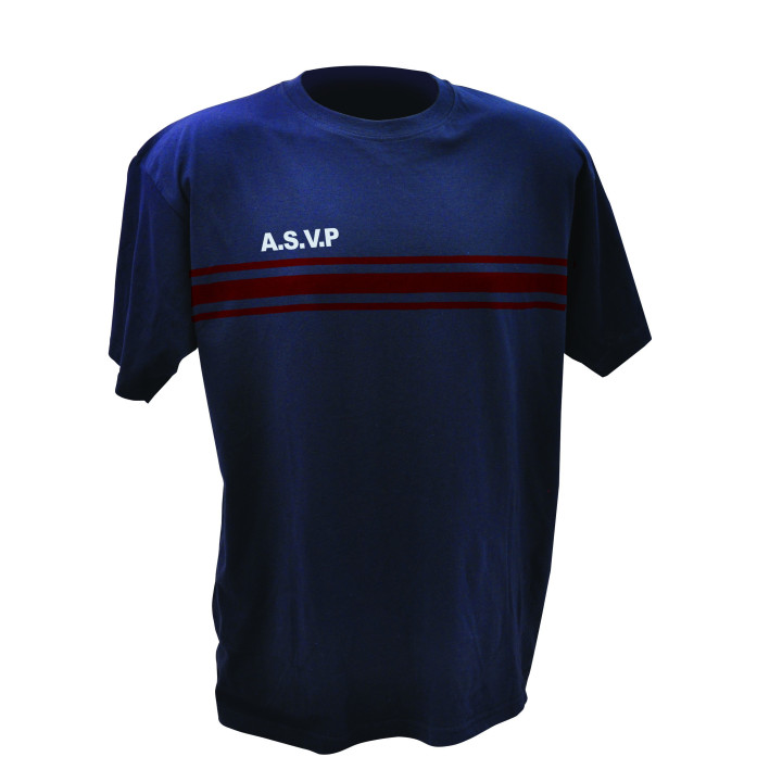 Tee-shirt coton marine avec bandes bordeaux A.S.V.P. | Ateq uniformes
