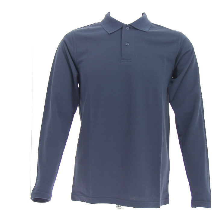 Polo marine manche longue avec broderie au choix-custom votre vêtement