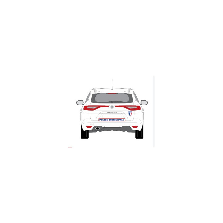 Kit arrière seul rétroréfléchissant blanc/bleu pour véhicule de police
