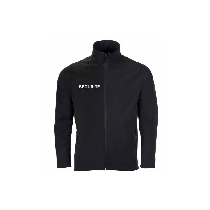 Blouson softshell noir personnalisable pour agents de sécurité | ASVP Shop