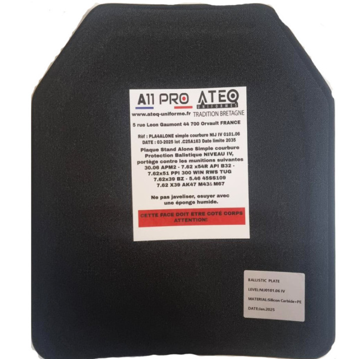 Plaques SA NIJ IV ALONE - sécurité et protection
